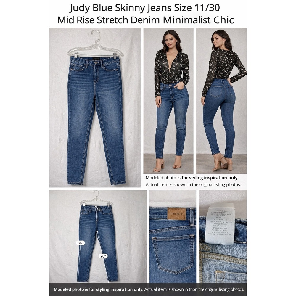 Judy Blue Skinny Jeans Size 11/30 Mid Rise Stretch Denim Minimalist Chic Sexy